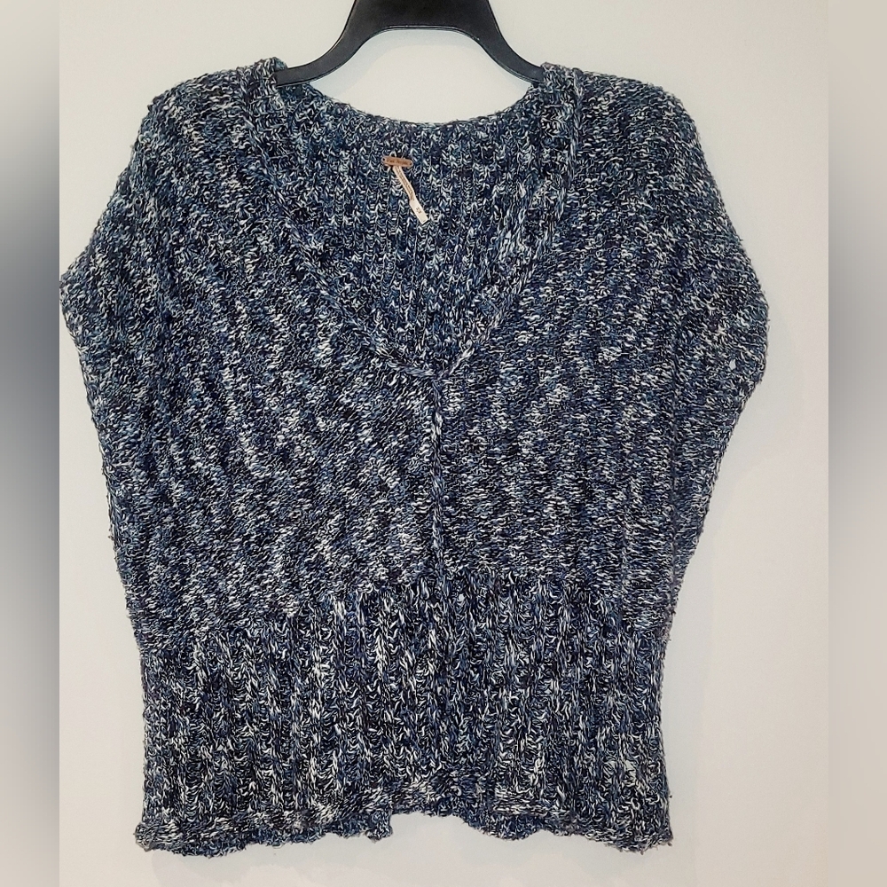 Women’s Navy & White Marled V-Neck Sweater
